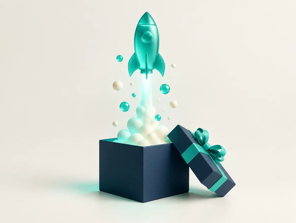 Stylized illustration of a product launch